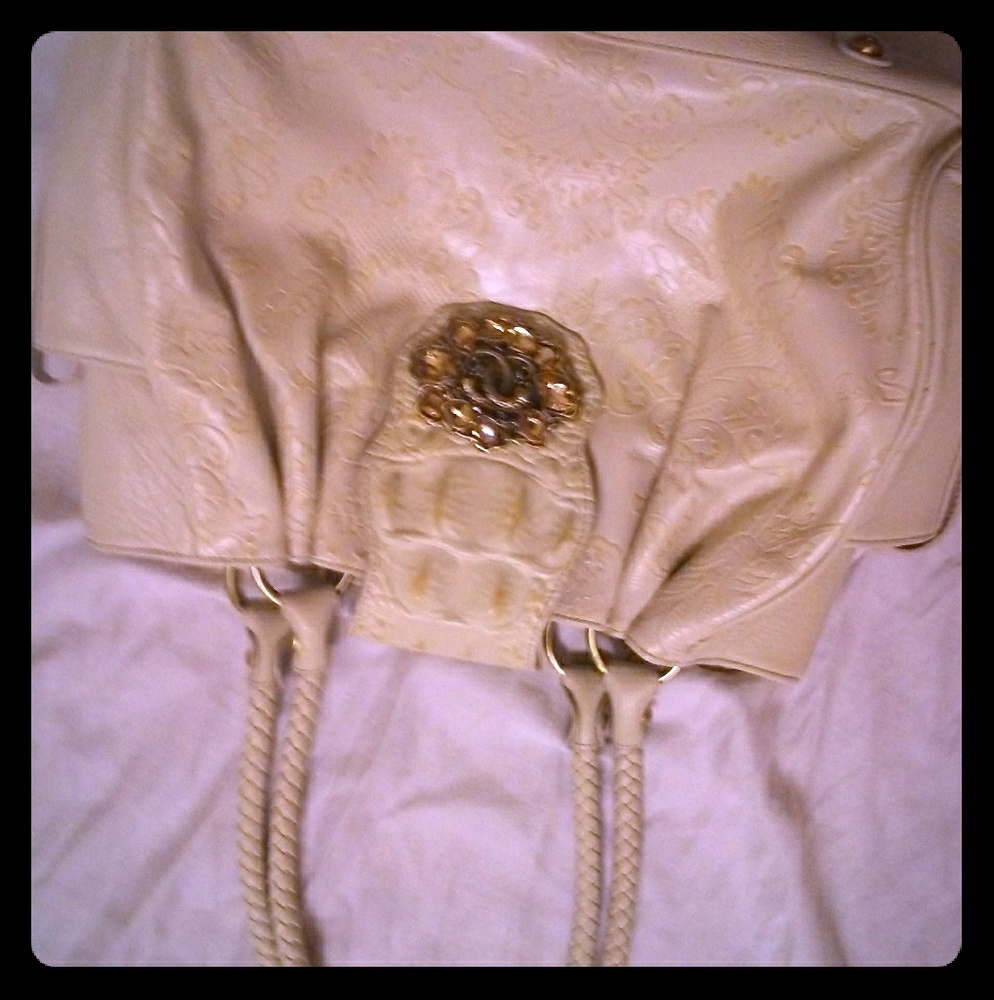 Sharif white leather tote purse